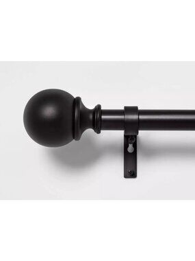 Threshold Matte Black Finish Expandable Ball End Curtain Rod 36" to 66" ROD ONLY